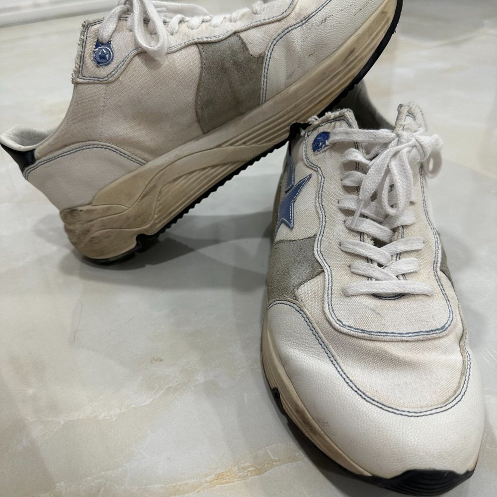Golden Goose Running Sole Sneakers - Creamy White Ice & Blue - Size 41 EU Men's